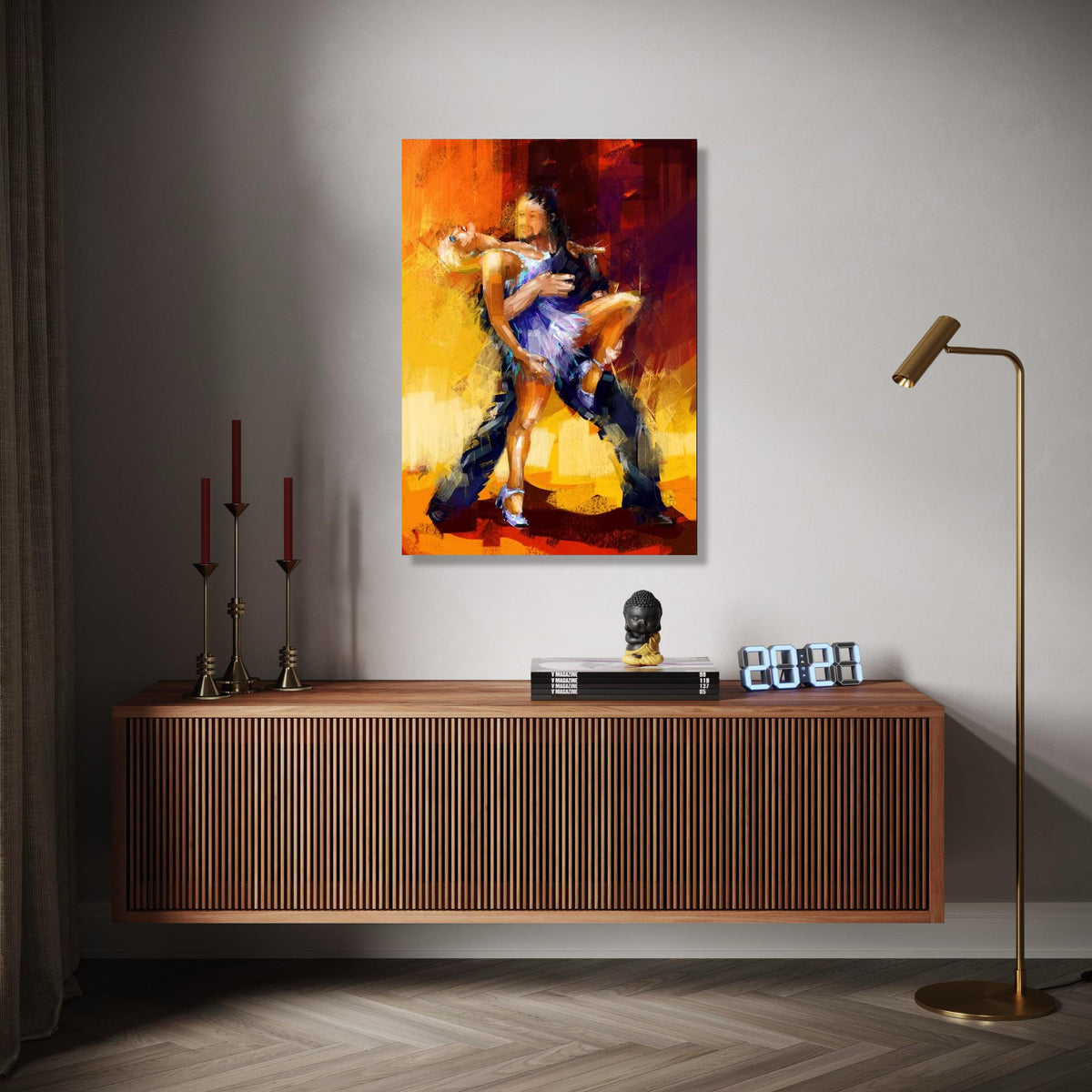 Passionate Dance Couple Canvas, Abstract Ballroom Dancers Wall Art, Modern Romantic Home Decoration, Vibrant Gift Art, Home Decor, Print