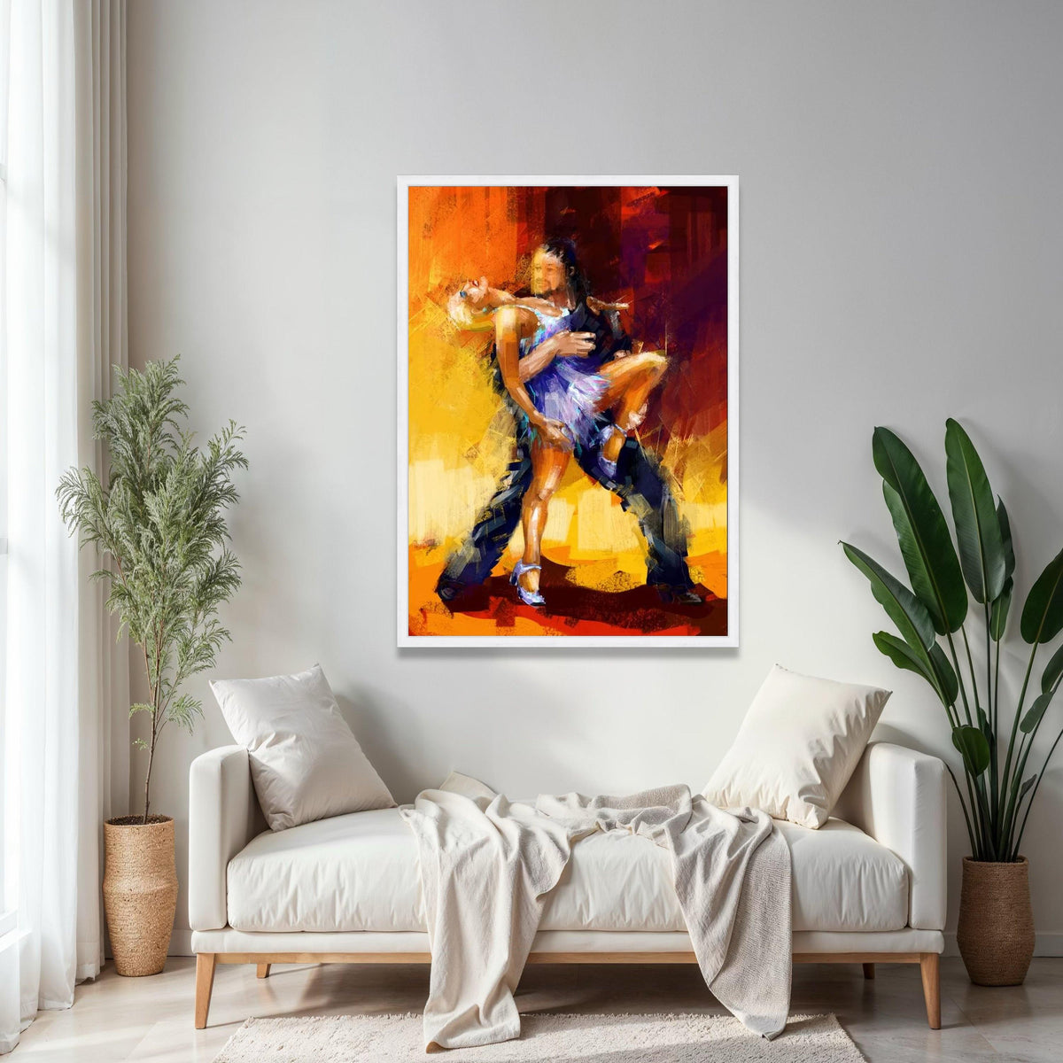 Passionate Dance Couple Canvas, Abstract Ballroom Dancers Wall Art, Modern Romantic Home Decoration, Vibrant Gift Art, Home Decor, Print