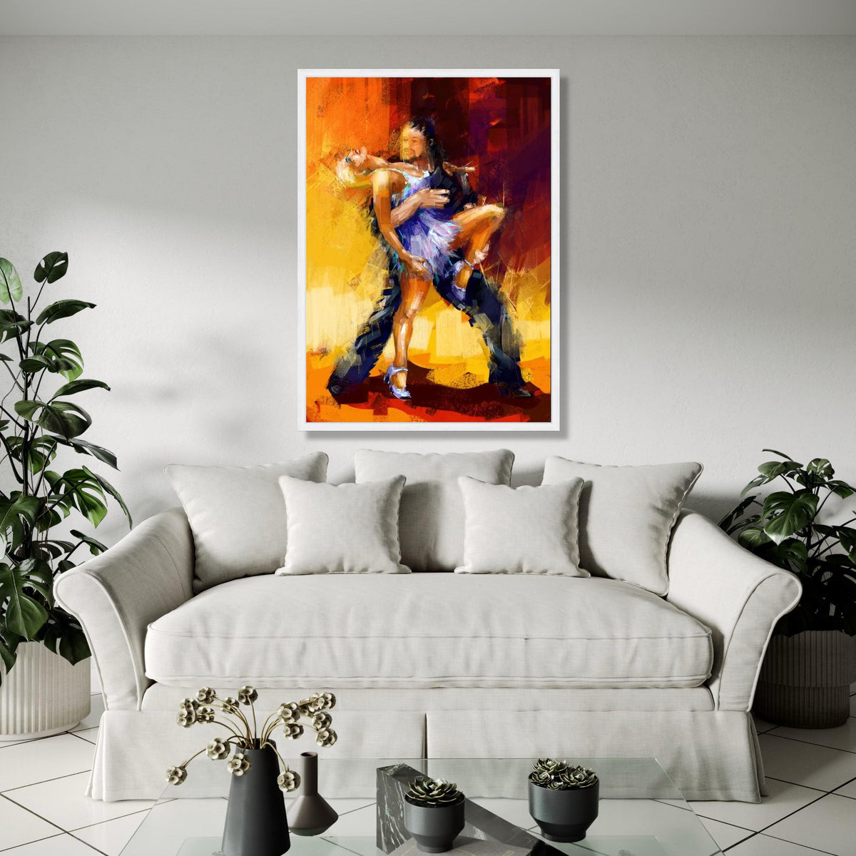 Passionate Dance Couple Canvas, Abstract Ballroom Dancers Wall Art, Modern Romantic Home Decoration, Vibrant Gift Art, Home Decor, Print