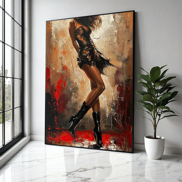 Elegant Woman in Black Dress Canvas, Modern Fashion Art, Abstract Female Figure Painting, Chic Wall Decor, Gift Art, Home Decor, Print