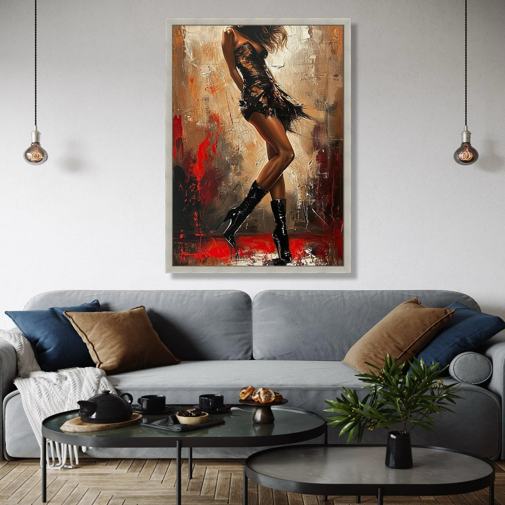 Elegant Woman in Black Dress Canvas, Modern Fashion Art, Abstract Female Figure Painting, Chic Wall Decor, Gift Art, Home Decor, Print