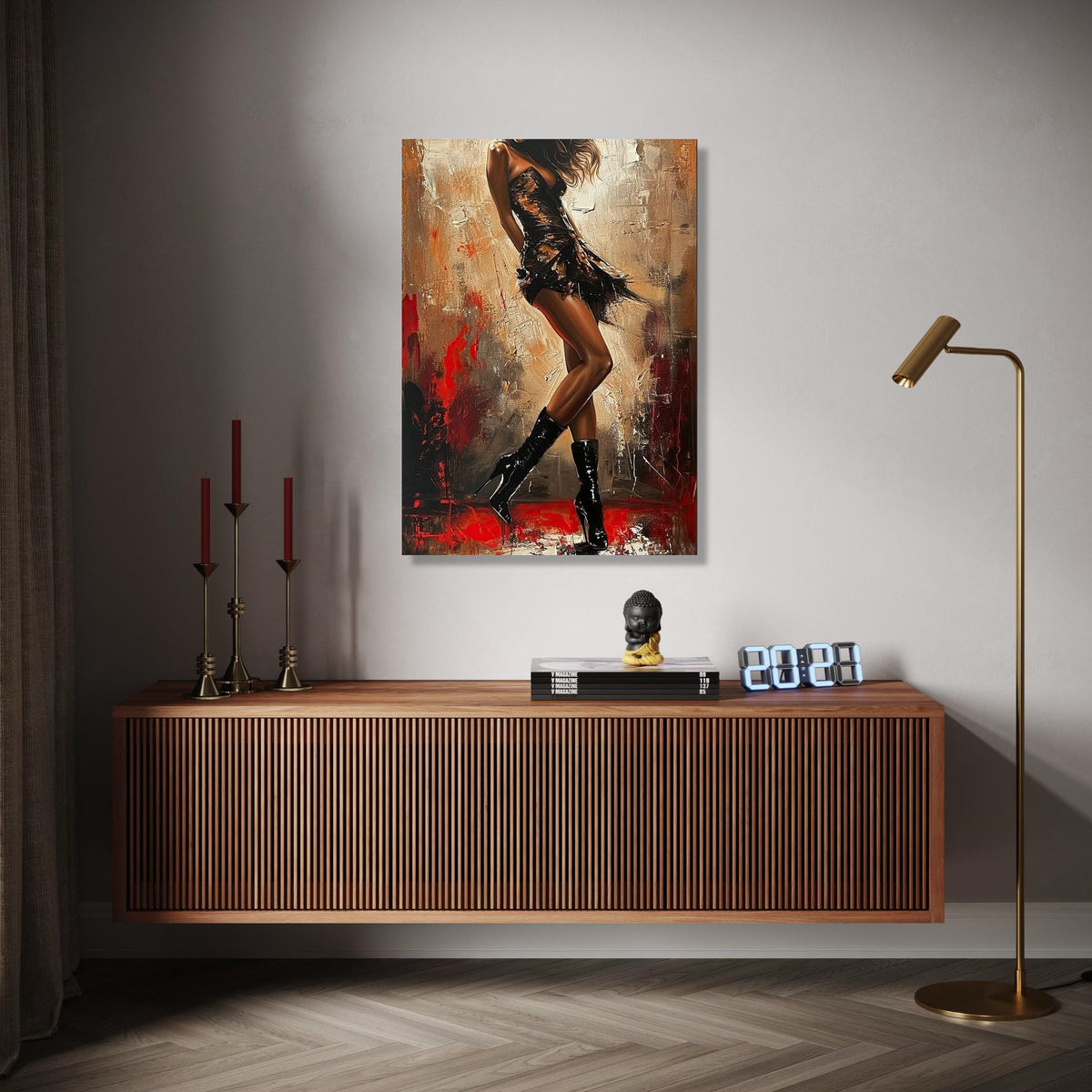 Elegant Woman in Black Dress Canvas, Modern Fashion Art, Abstract Female Figure Painting, Chic Wall Decor, Gift Art, Home Decor, Print