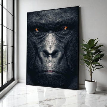 Intense Gorilla Face Canvas Wall Art, Wildlife Animal Portrait, Bold Jungle Decor, Modern Canvas Artwork, Exotic Gift Art, Home Decor, Print