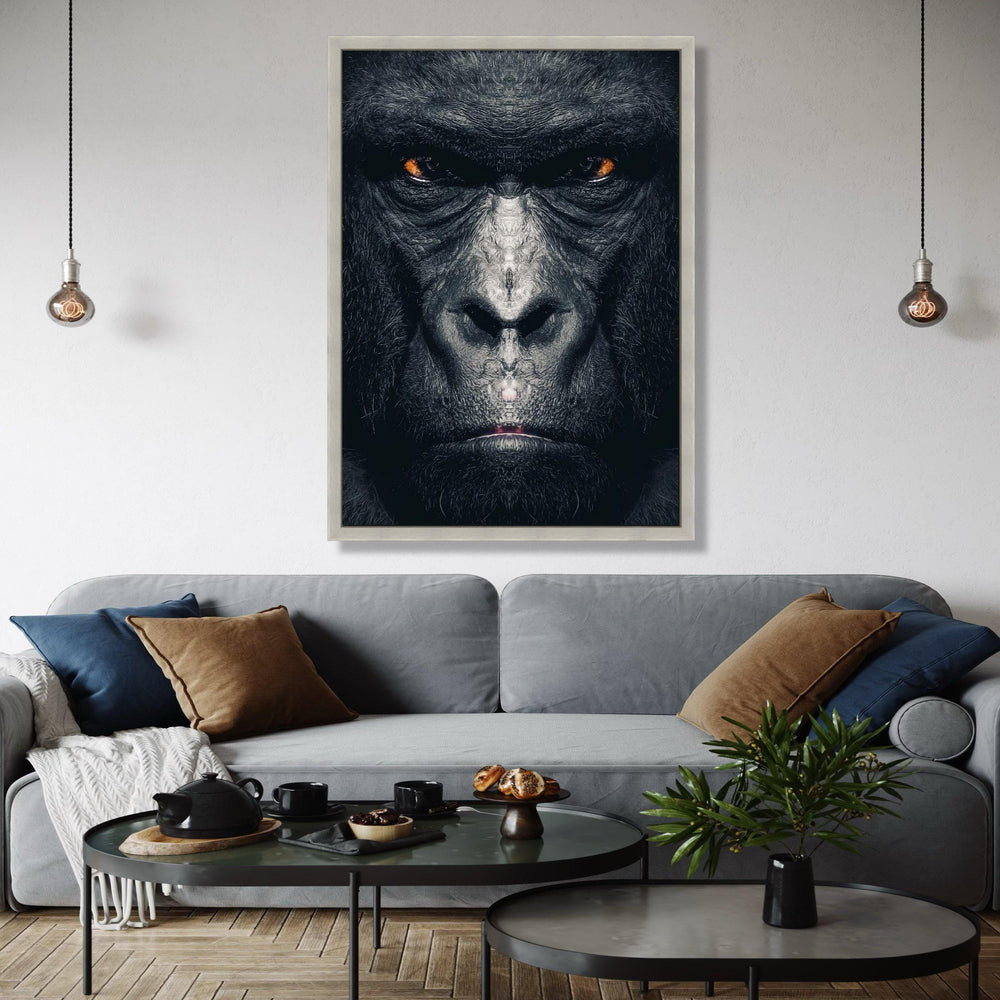 Intense Gorilla Face Canvas Wall Art, Wildlife Animal Portrait, Bold Jungle Decor, Modern Canvas Artwork, Exotic Gift Art, Home Decor, Print