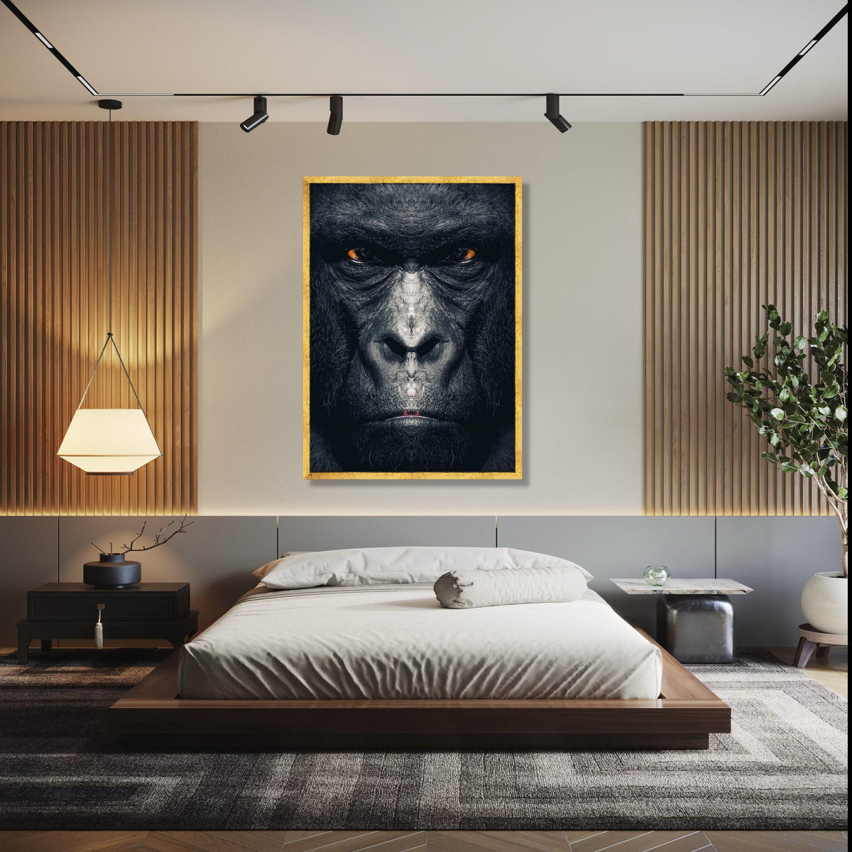 Intense Gorilla Face Canvas Wall Art, Wildlife Animal Portrait, Bold Jungle Decor, Modern Canvas Artwork, Exotic Gift Art, Home Decor, Print