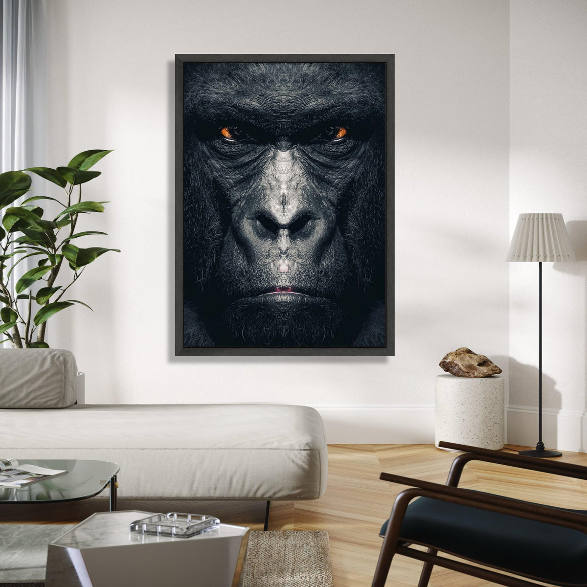 Intense Gorilla Face Canvas Wall Art, Wildlife Animal Portrait, Bold Jungle Decor, Modern Canvas Artwork, Exotic Gift Art, Home Decor, Print
