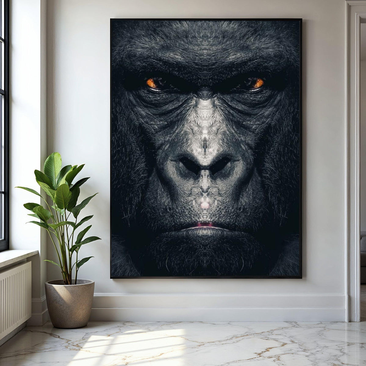 Intense Gorilla Face Canvas Wall Art, Wildlife Animal Portrait, Bold Jungle Decor, Modern Canvas Artwork, Exotic Gift Art, Home Decor, Print