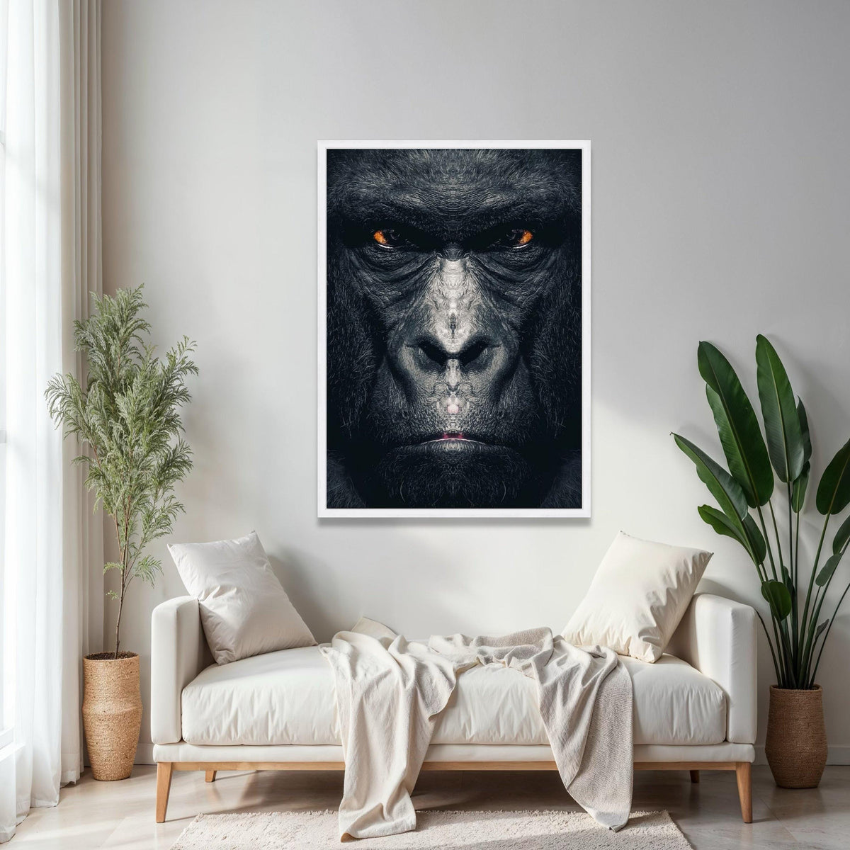 Intense Gorilla Face Canvas Wall Art, Wildlife Animal Portrait, Bold Jungle Decor, Modern Canvas Artwork, Exotic Gift Art, Home Decor, Print