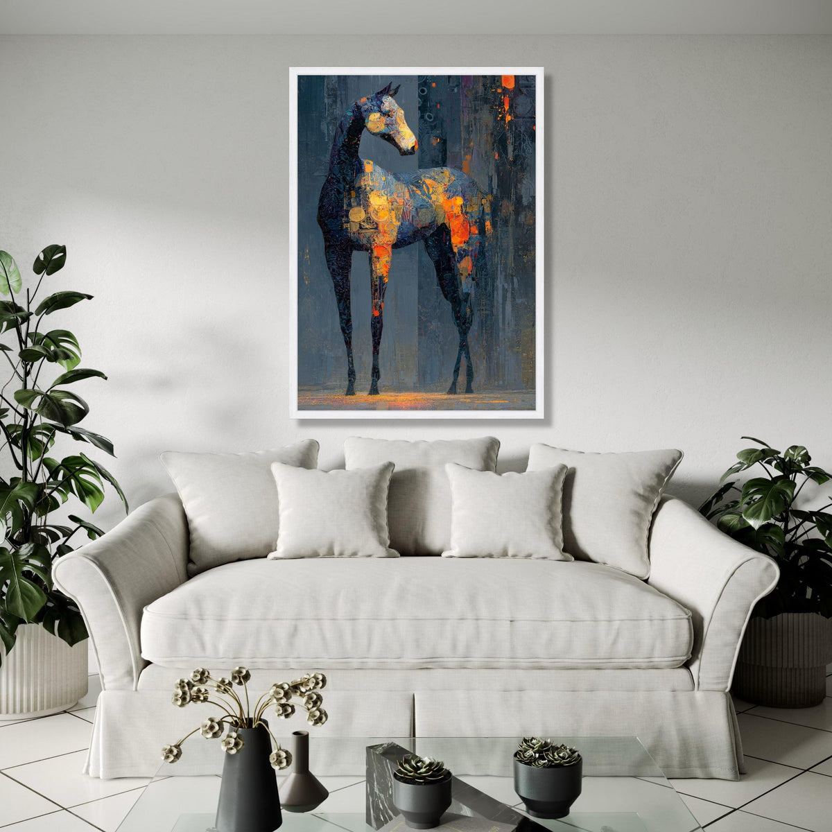 Abstract Horse Silhouette Canvas, Modern Animal Wall Art, Colorful Equine Painting, Vibrant Painted Horse Decor, Gift Art, Home Decor, Print