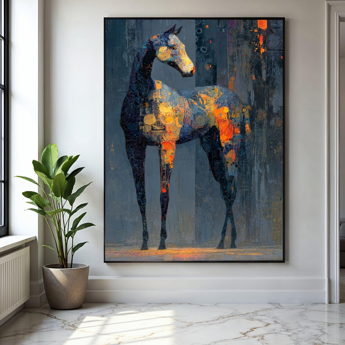 Abstract Horse Silhouette Canvas, Modern Animal Wall Art, Colorful Equine Painting, Vibrant Painted Horse Decor, Gift Art, Home Decor, Print