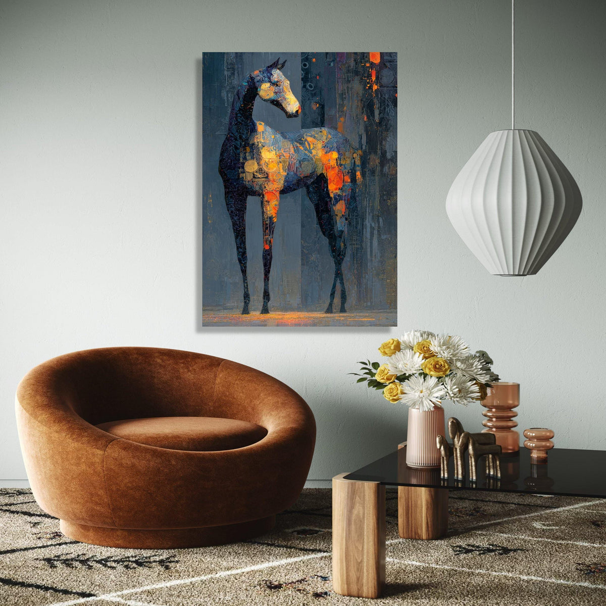 Abstract Horse Silhouette Canvas, Modern Animal Wall Art, Colorful Equine Painting, Vibrant Painted Horse Decor, Gift Art, Home Decor, Print