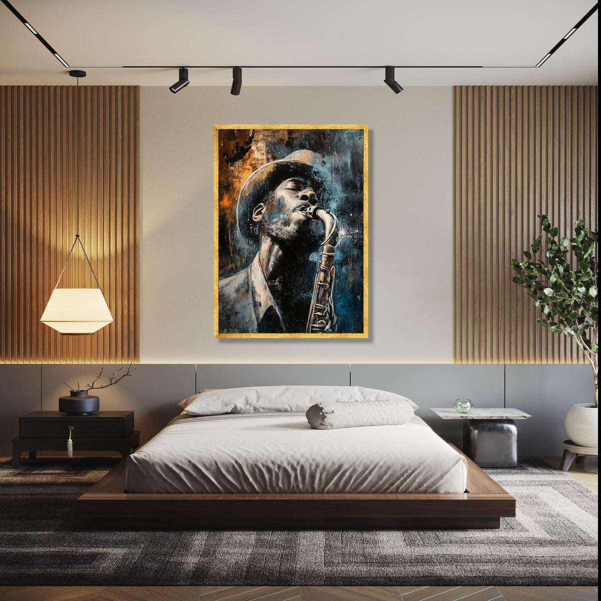Soulful Jazz Musician Canvas, Vintage Saxophone Art, Urban Music Wall Decor, Expressionist Canvas Painting, Gift Art, Home Decor, Print