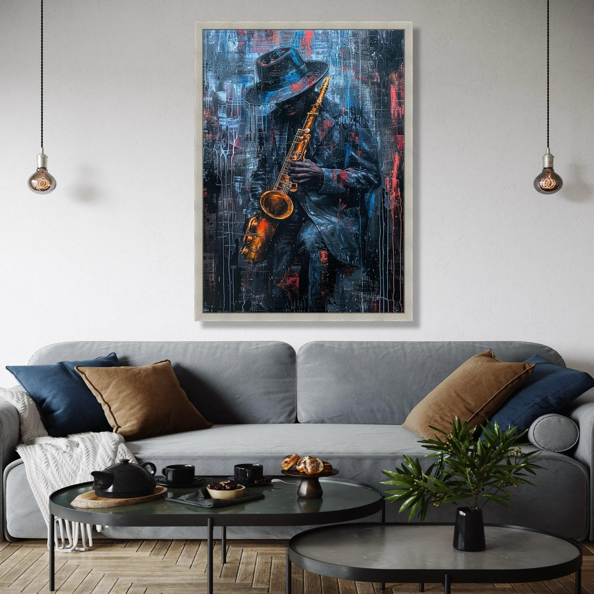 Jazz Musician Playing Saxophone Canvas, Urban Abstract Wall Art, Musician Portrait Painting, Modern Home Decor, Gift Art, Home Decor, Print