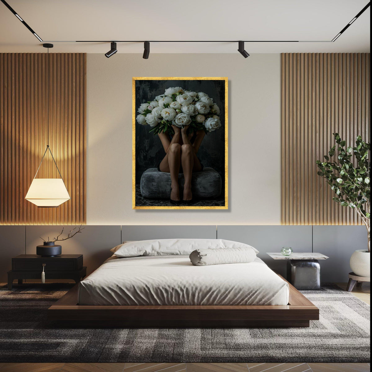 Elegant White Peonies Bouquet Canvas Wall Art, Feminine Floral Decor, Modern Living Room Art, Contemporary Gift Art, Home Decor, Print