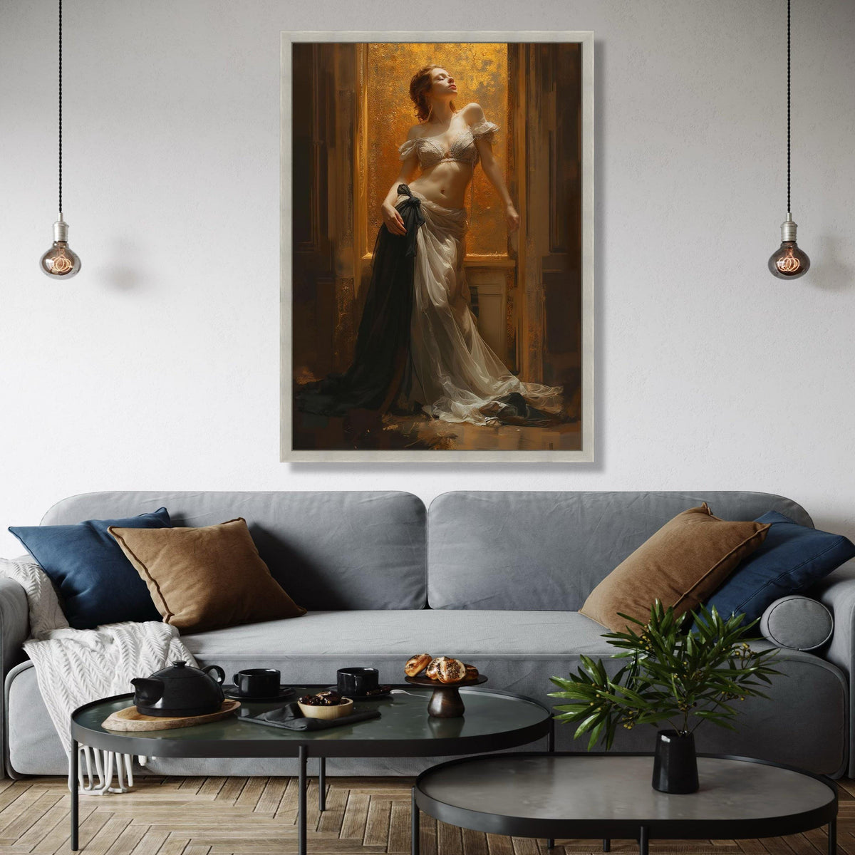 Elegant Woman in Flowing Gown Canvas, Vintage Style Portrait Wall Art, Classic Beauty Home Decor, Romantic Gift Art, Home Decor, Print