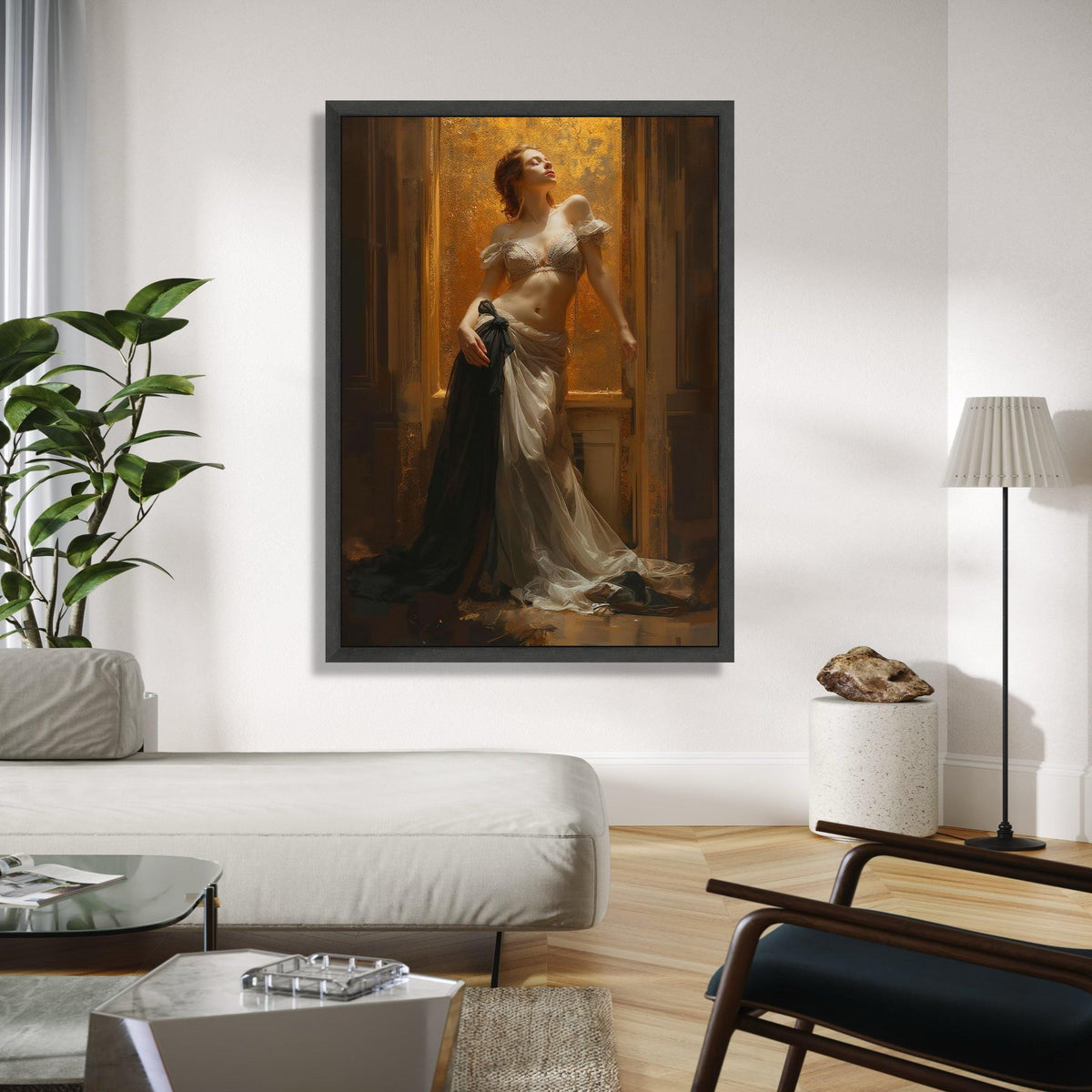 Elegant Woman in Flowing Gown Canvas, Vintage Style Portrait Wall Art, Classic Beauty Home Decor, Romantic Gift Art, Home Decor, Print