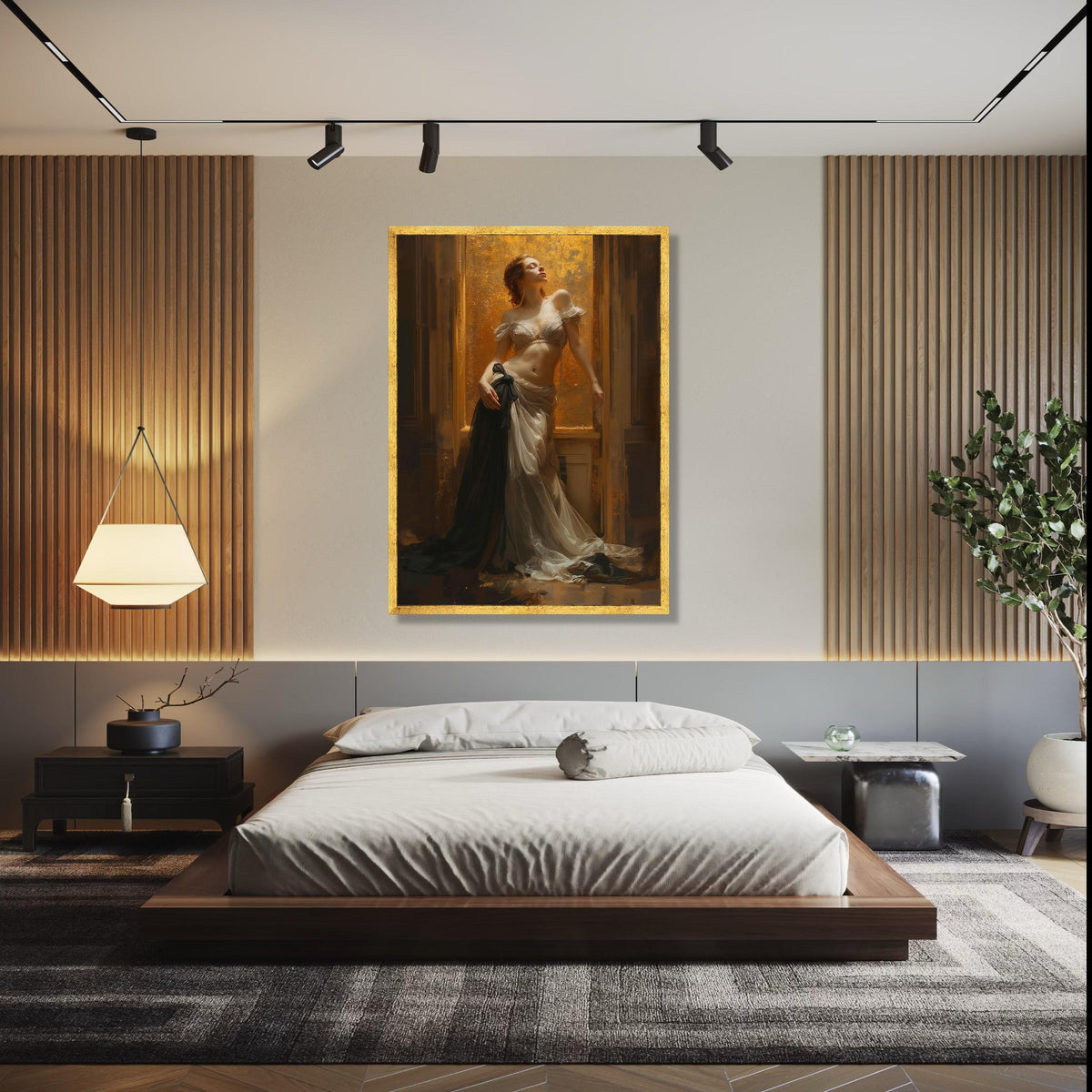 Elegant Woman in Flowing Gown Canvas, Vintage Style Portrait Wall Art, Classic Beauty Home Decor, Romantic Gift Art, Home Decor, Print