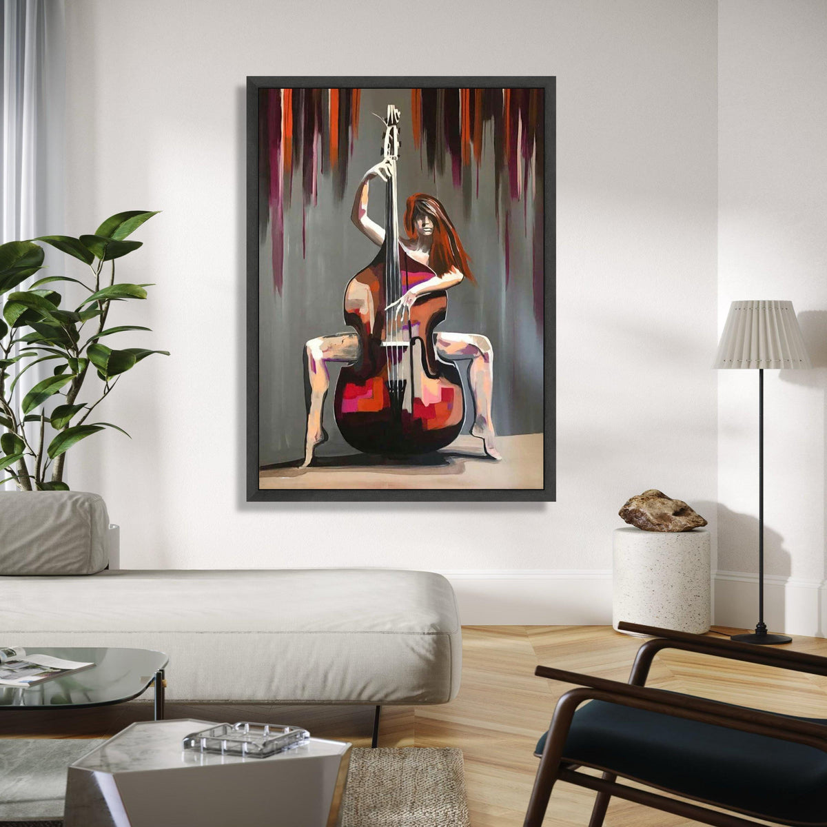 Modern Abstract Musician Canvas, Cellist Wall Art, Bold Colorful Canvas Painting, Contemporary Music Decor, Gift Art, Home Decor, Print