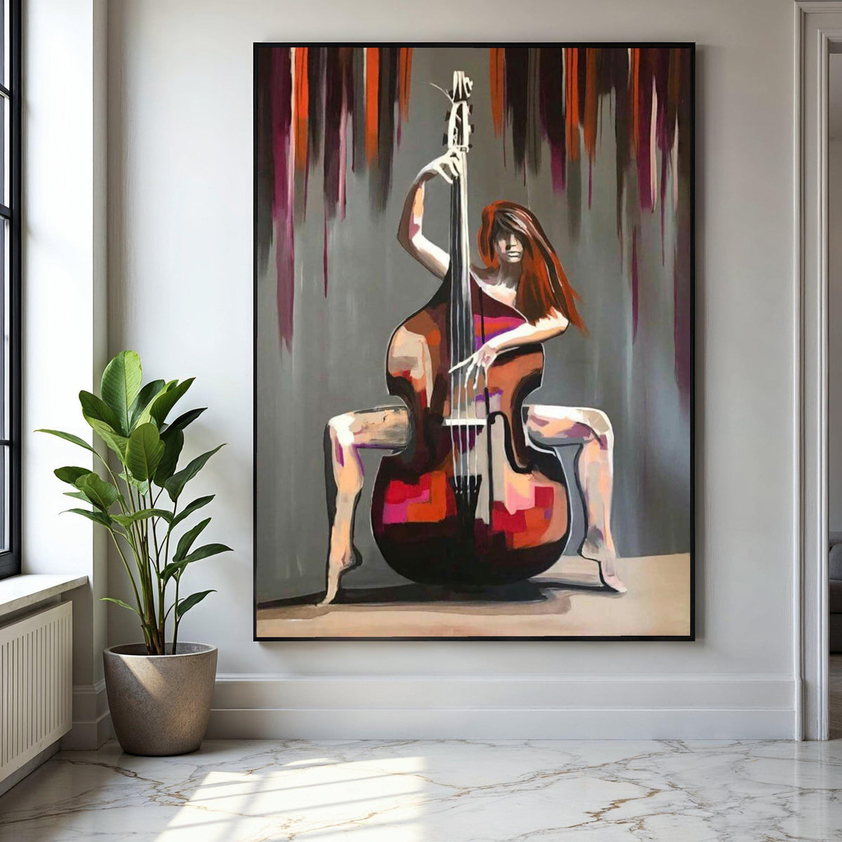 Modern Abstract Musician Canvas, Cellist Wall Art, Bold Colorful Canvas Painting, Contemporary Music Decor, Gift Art, Home Decor, Print
