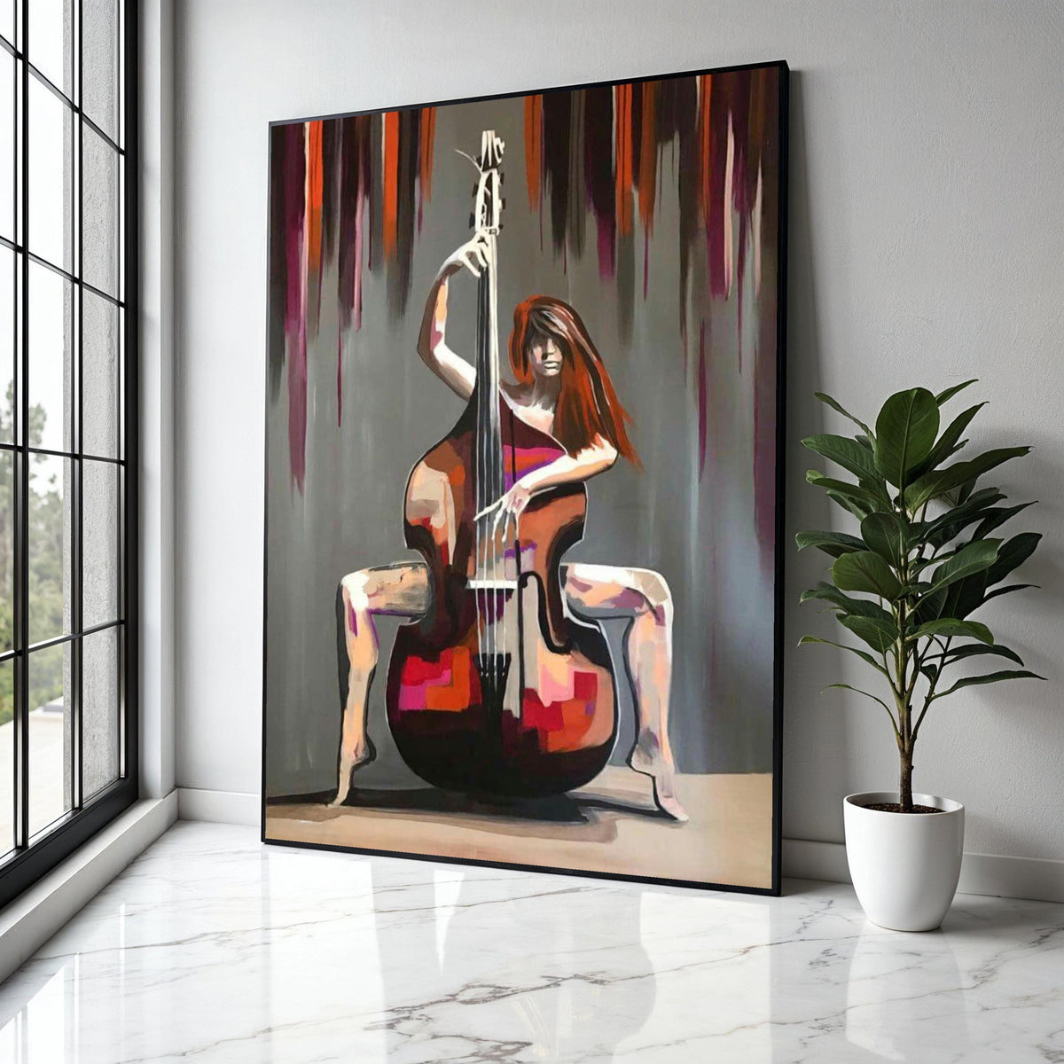 Modern Abstract Musician Canvas, Cellist Wall Art, Bold Colorful Canvas Painting, Contemporary Music Decor, Gift Art, Home Decor, Print