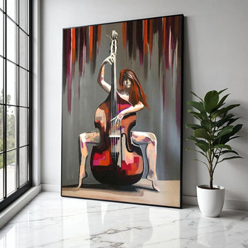 Modern Abstract Musician Canvas, Cellist Wall Art, Bold Colorful Canvas Painting, Contemporary Music Decor, Gift Art, Home Decor, Print