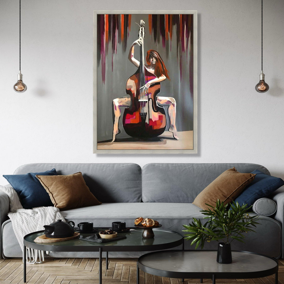 Modern Abstract Musician Canvas, Cellist Wall Art, Bold Colorful Canvas Painting, Contemporary Music Decor, Gift Art, Home Decor, Print