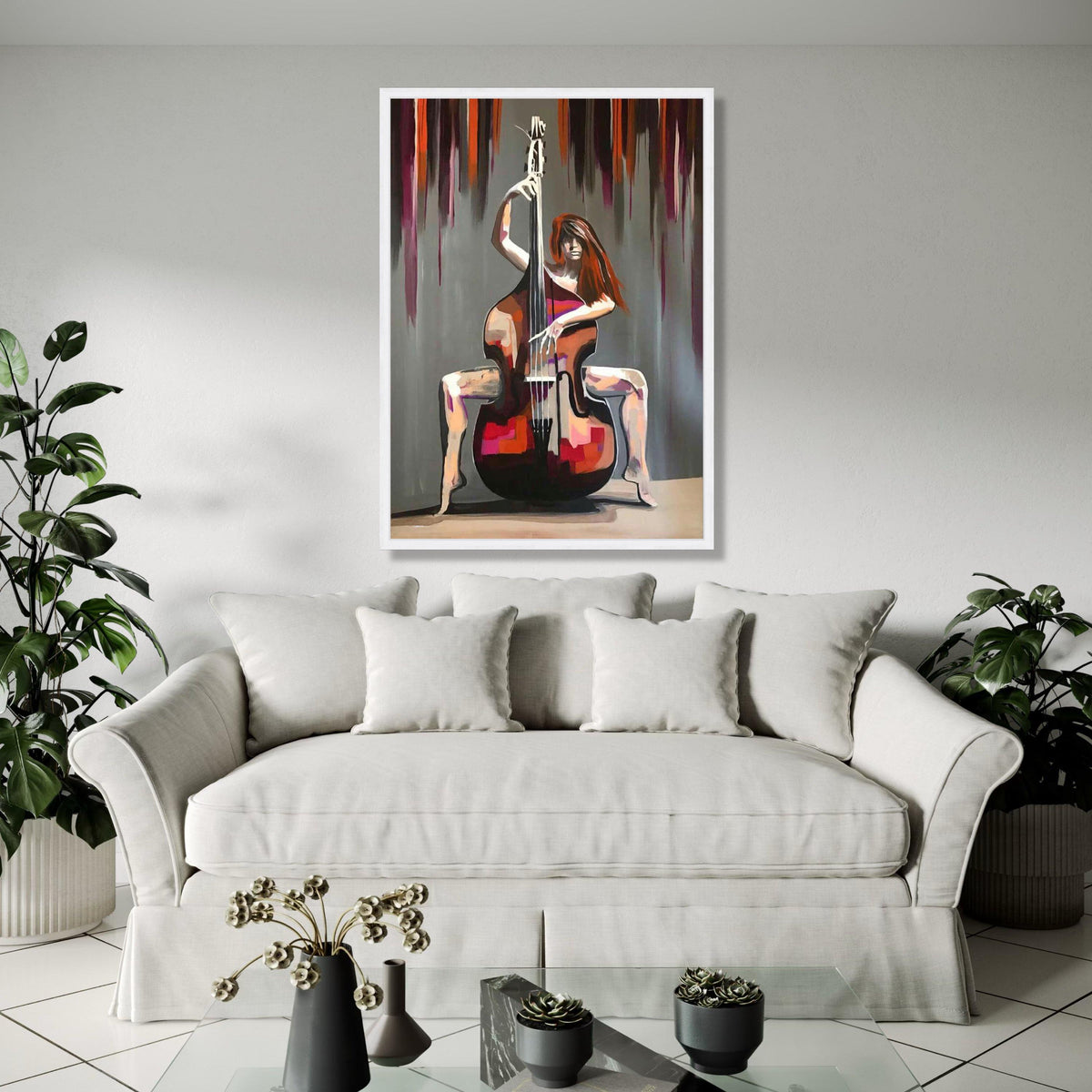 Modern Abstract Musician Canvas, Cellist Wall Art, Bold Colorful Canvas Painting, Contemporary Music Decor, Gift Art, Home Decor, Print