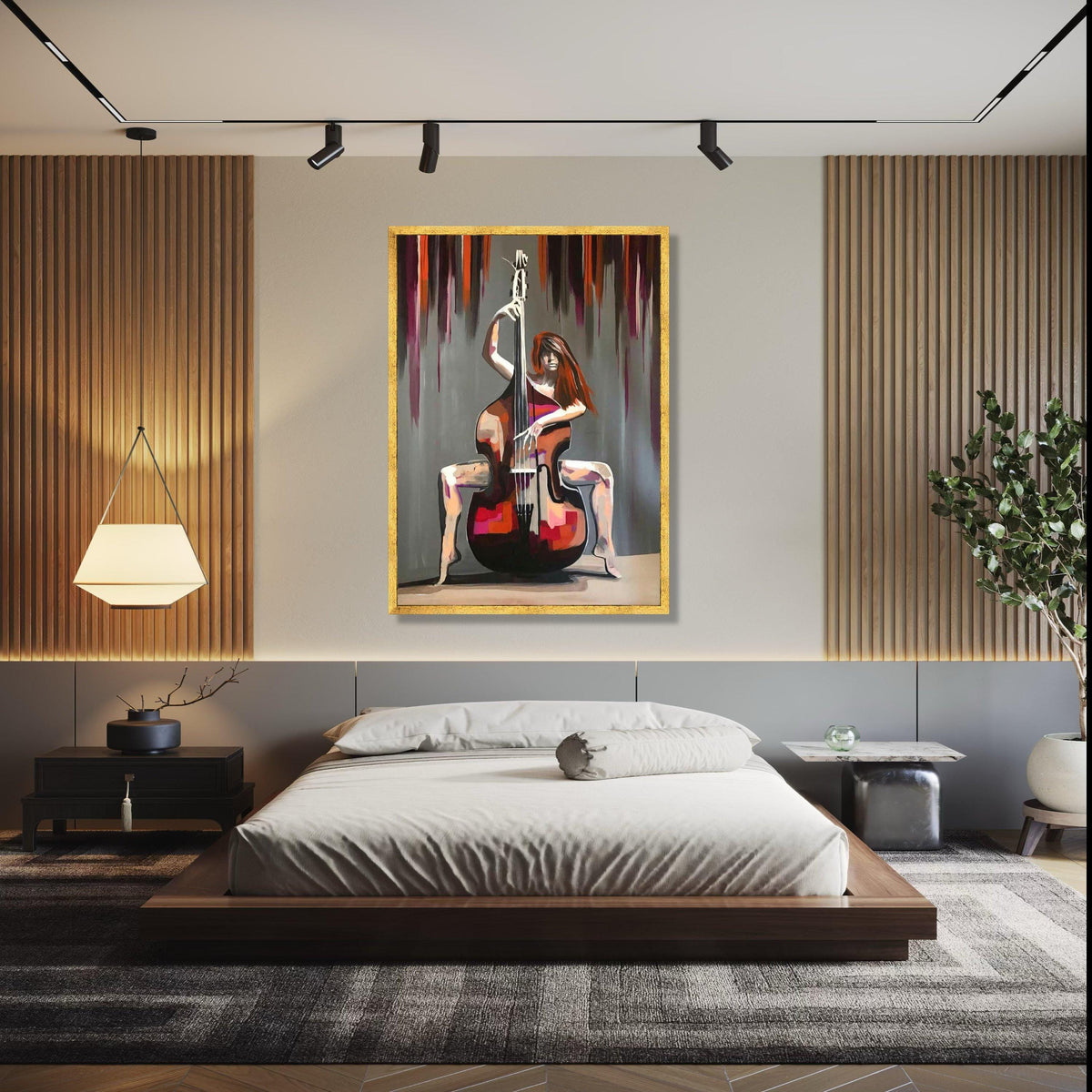 Modern Abstract Musician Canvas, Cellist Wall Art, Bold Colorful Canvas Painting, Contemporary Music Decor, Gift Art, Home Decor, Print