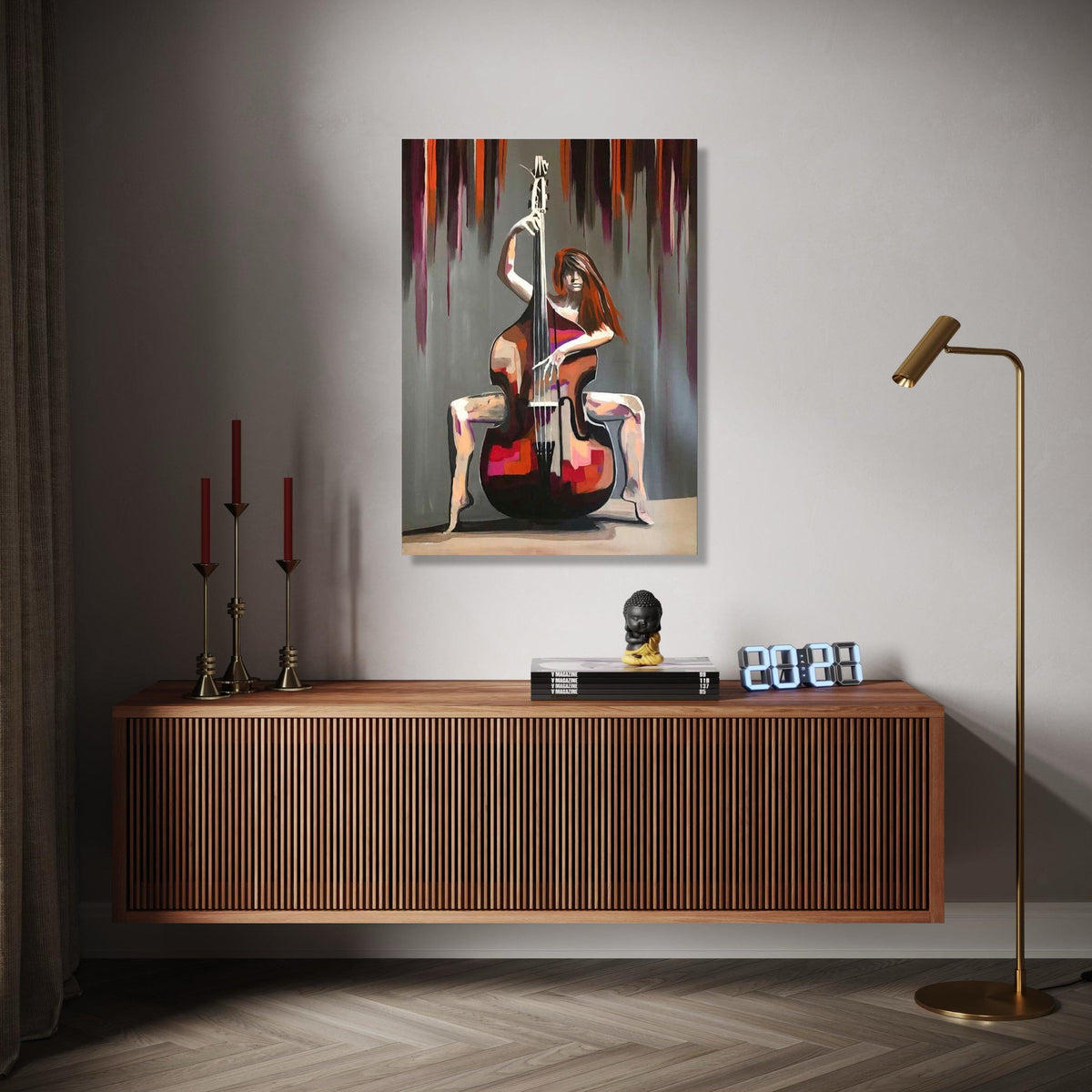 Modern Abstract Musician Canvas, Cellist Wall Art, Bold Colorful Canvas Painting, Contemporary Music Decor, Gift Art, Home Decor, Print