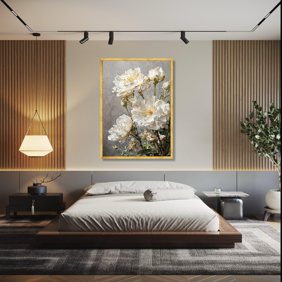 Elegant White Peonies Canvas Wall Art, Floral Bouquet Painting, Modern Botanical Decor, Soft Neutral Tones, Home Gift Art, Home Decor, Print