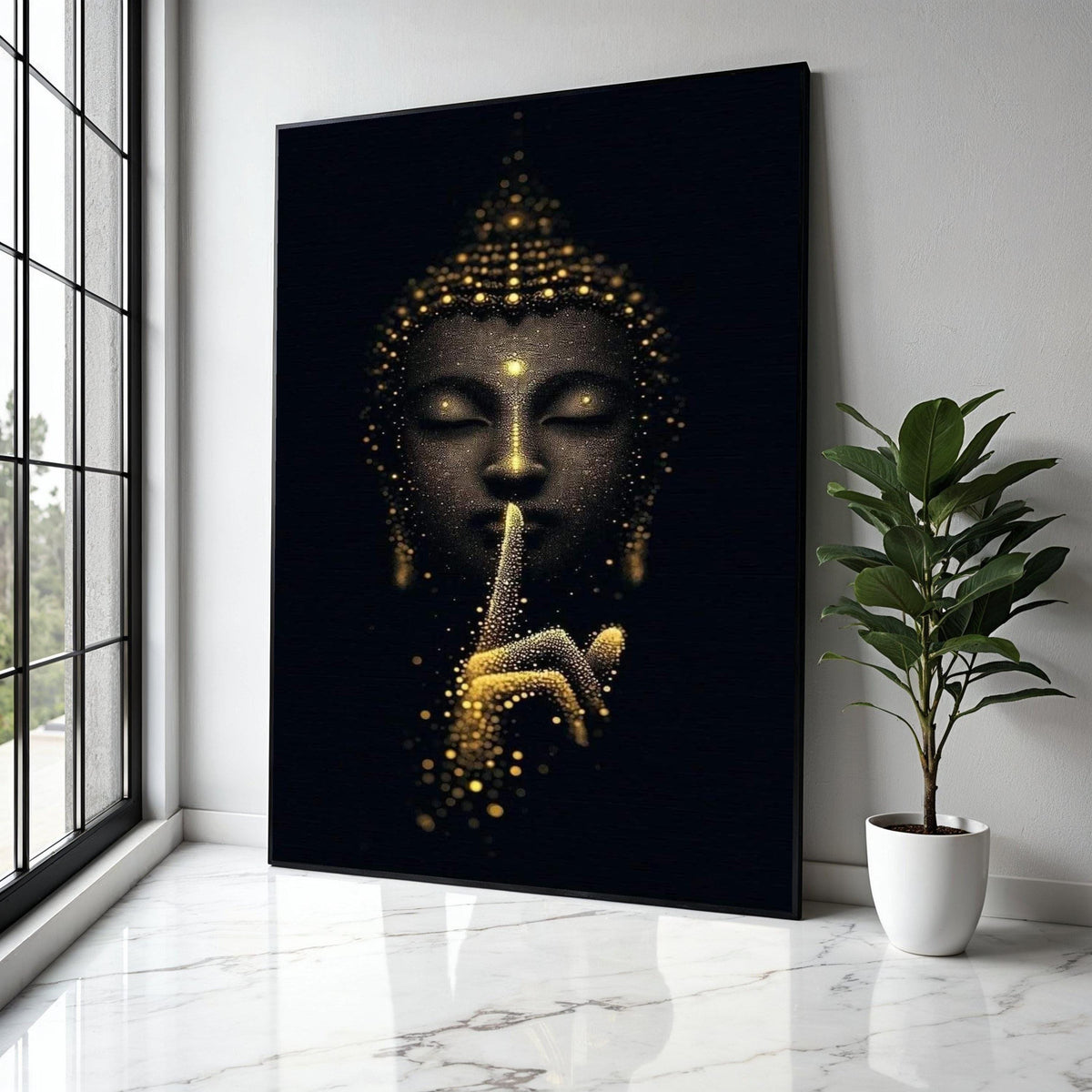 Mystical Buddha Canvas Wall Art, Golden Light Meditation, Spiritual Home Decor, Zen Silence Canvas, Peaceful Gift Art, Home Decor, Print