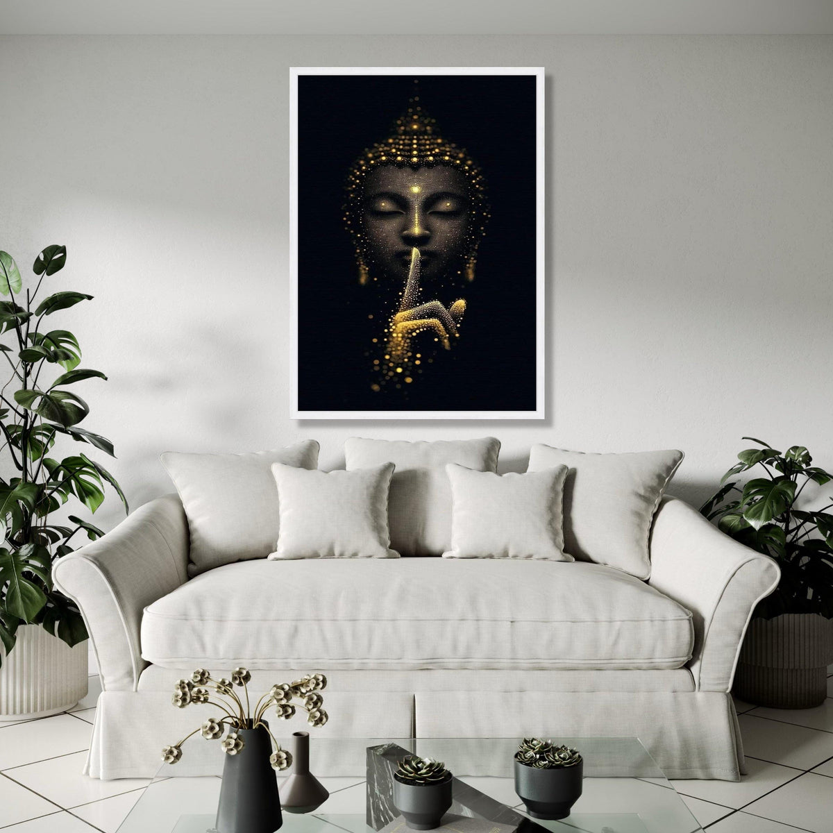 Mystical Buddha Canvas Wall Art, Golden Light Meditation, Spiritual Home Decor, Zen Silence Canvas, Peaceful Gift Art, Home Decor, Print