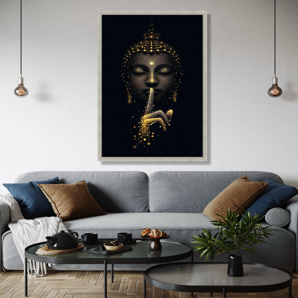 Mystical Buddha Canvas Wall Art, Golden Light Meditation, Spiritual Home Decor, Zen Silence Canvas, Peaceful Gift Art, Home Decor, Print