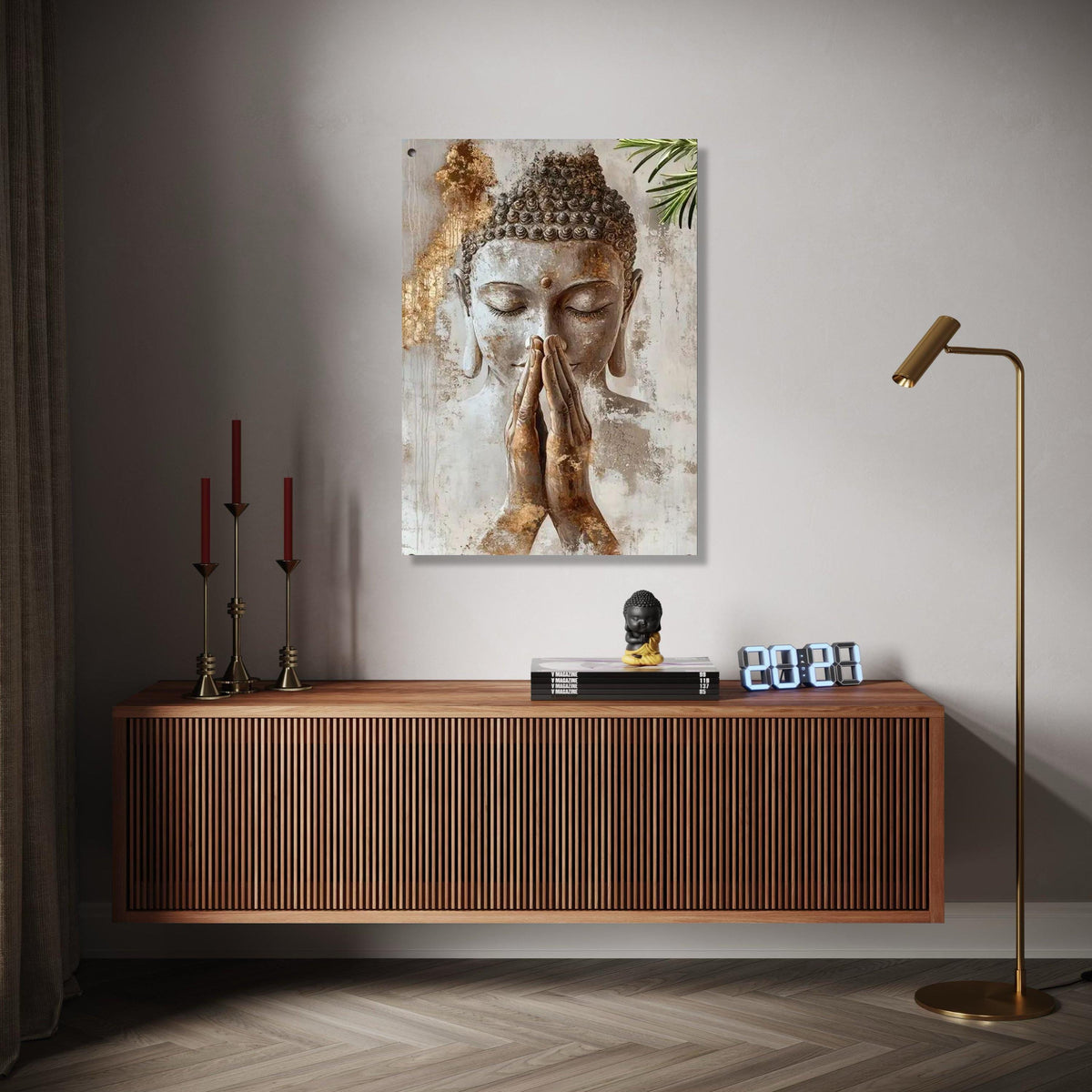 Serene Buddha Prayer Canvas Wall Art, Spiritual Meditation Decor, Zen Buddhism Canvas, Tranquil Home Decoration, Gift Art, Home Decor, Print