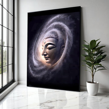 Serene Buddha Face Canvas, Spiritual Wall Art, Meditation Decor, Zen Home Decoration, Mystical Aura Painting, Gift Art, Home Decor, Print