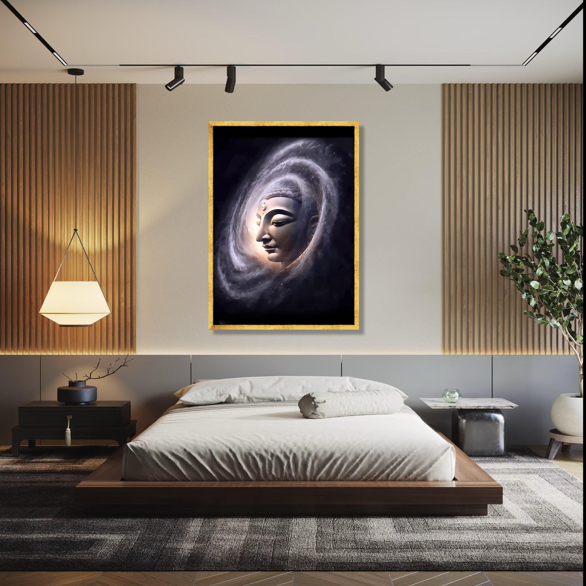 Serene Buddha Face Canvas, Spiritual Wall Art, Meditation Decor, Zen Home Decoration, Mystical Aura Painting, Gift Art, Home Decor, Print