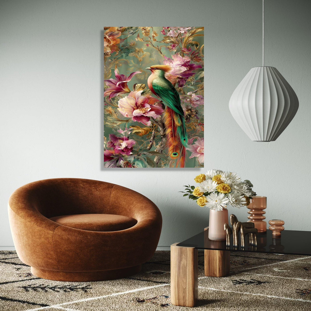 Vibrant Tropical Bird Canvas Wall Art, Exotic Feathered Wildlife Decor, Colorful Floral Nature Painting, Gift Art, Home Decor, Print