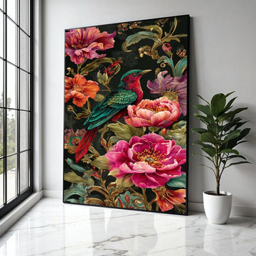 Vibrant Tropical Bird Canvas Wall Art, Exotic Floral Botanical Print, Colorful Nature Canvas, Home Décor, Ready Gift Art, Home Decor, Print