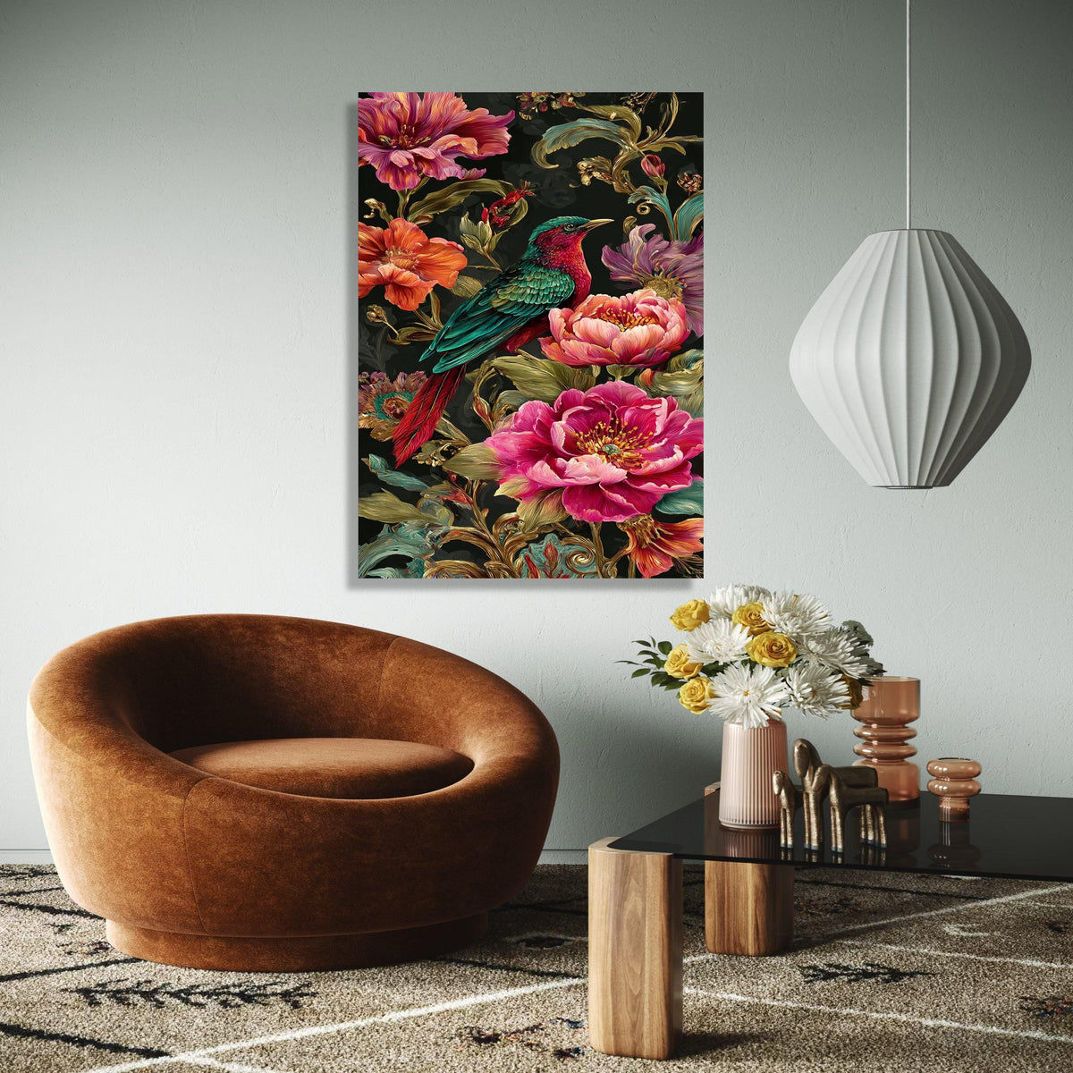 Vibrant Tropical Bird Canvas Wall Art, Exotic Floral Botanical Print, Colorful Nature Canvas, Home Décor, Ready Gift Art, Home Decor, Print