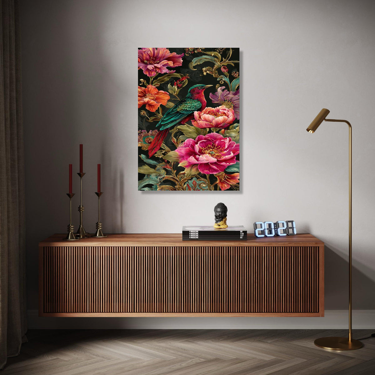 Vibrant Tropical Bird Canvas Wall Art, Exotic Floral Botanical Print, Colorful Nature Canvas, Home Décor, Ready Gift Art, Home Decor, Print
