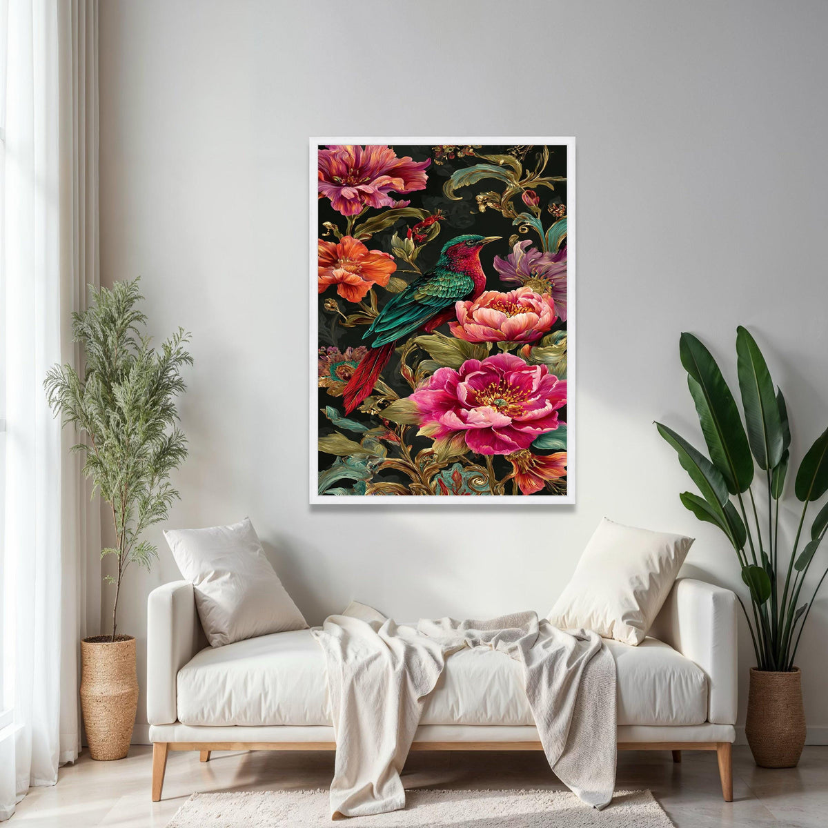 Vibrant Tropical Bird Canvas Wall Art, Exotic Floral Botanical Print, Colorful Nature Canvas, Home Décor, Ready Gift Art, Home Decor, Print