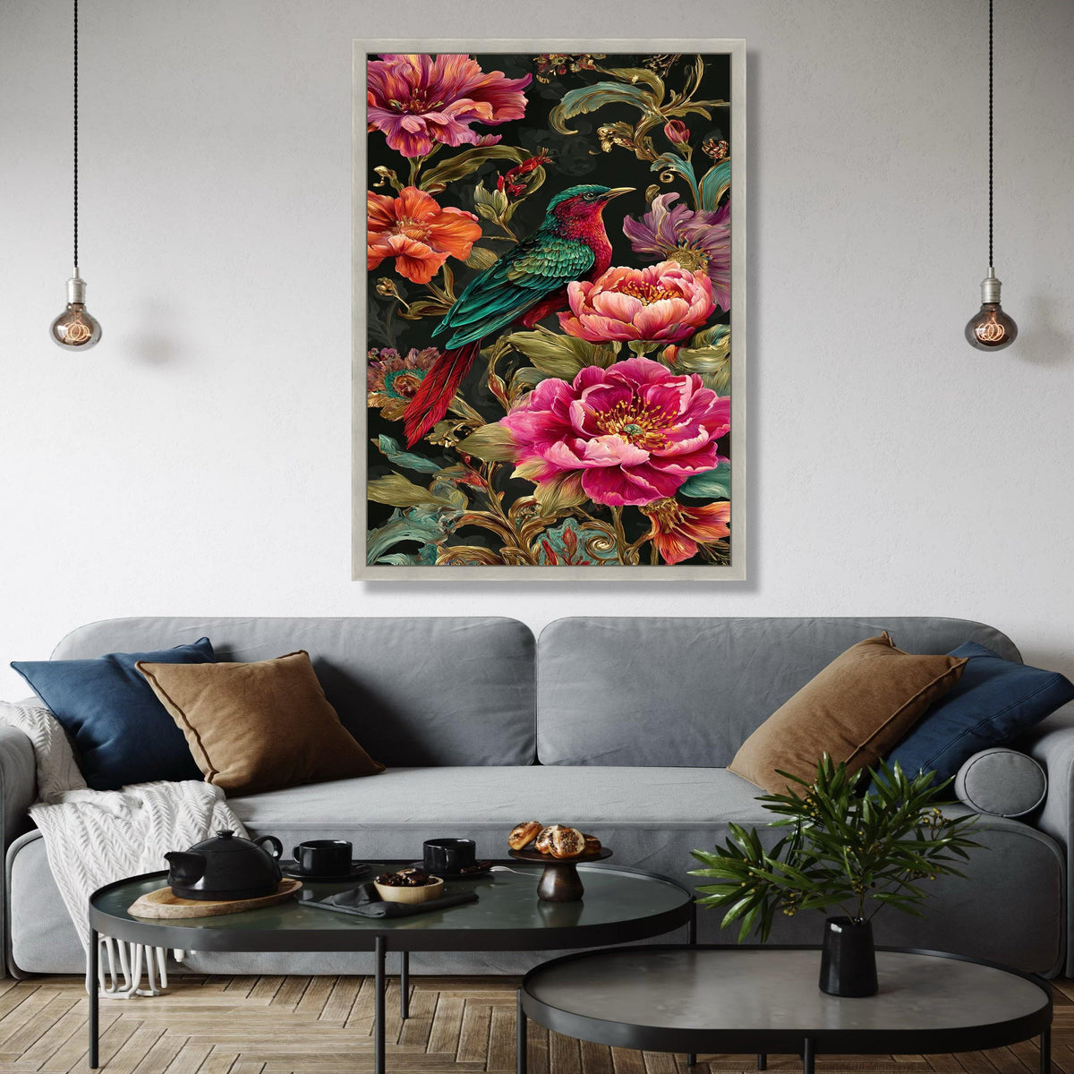 Vibrant Tropical Bird Canvas Wall Art, Exotic Floral Botanical Print, Colorful Nature Canvas, Home Décor, Ready Gift Art, Home Decor, Print