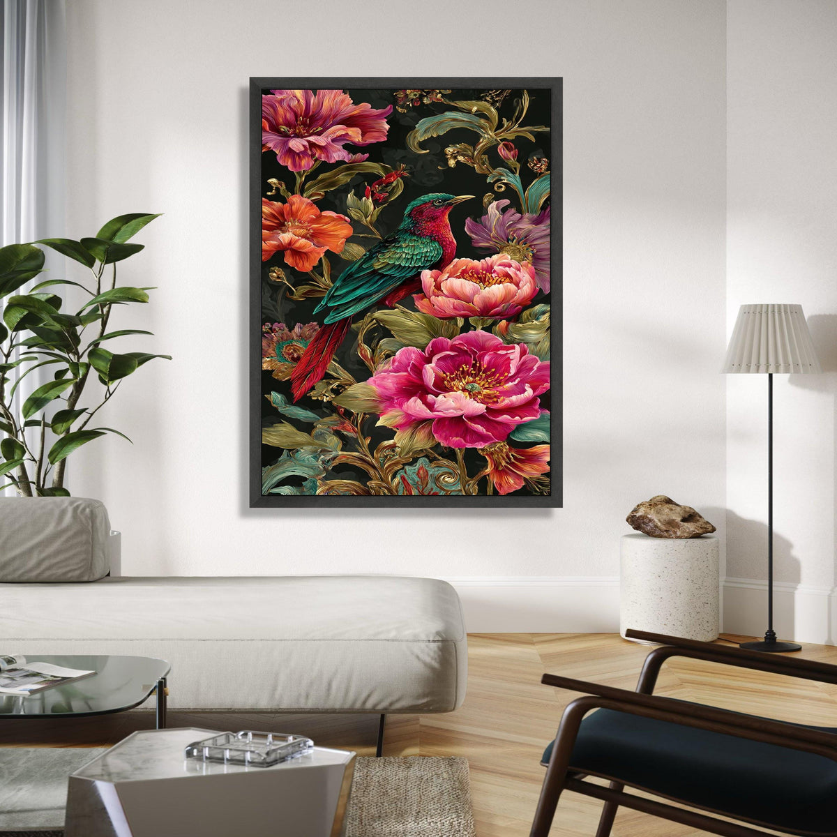 Vibrant Tropical Bird Canvas Wall Art, Exotic Floral Botanical Print, Colorful Nature Canvas, Home Décor, Ready Gift Art, Home Decor, Print