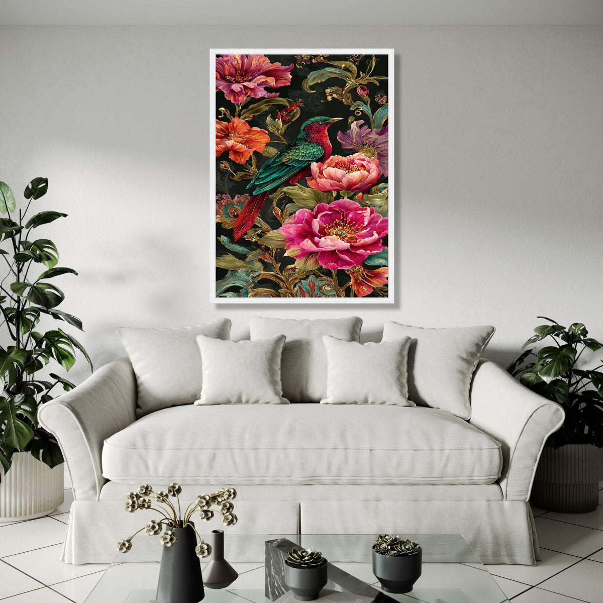 Vibrant Tropical Bird Canvas Wall Art, Exotic Floral Botanical Print, Colorful Nature Canvas, Home Décor, Ready Gift Art, Home Decor, Print