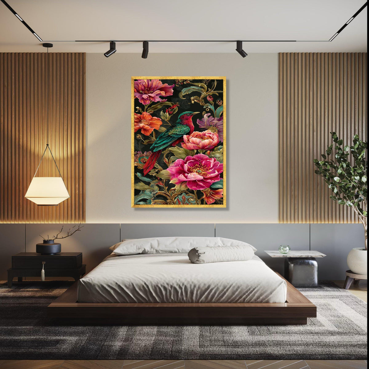 Vibrant Tropical Bird Canvas Wall Art, Exotic Floral Botanical Print, Colorful Nature Canvas, Home Décor, Ready Gift Art, Home Decor, Print