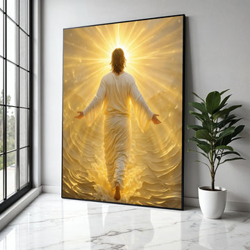 Radiant Divine Figure Canvas, Glowing Light Spiritual Wall Art, Inspirational Religious Canvas, Heavenly Glow Gift Art, Home Decor, Print
