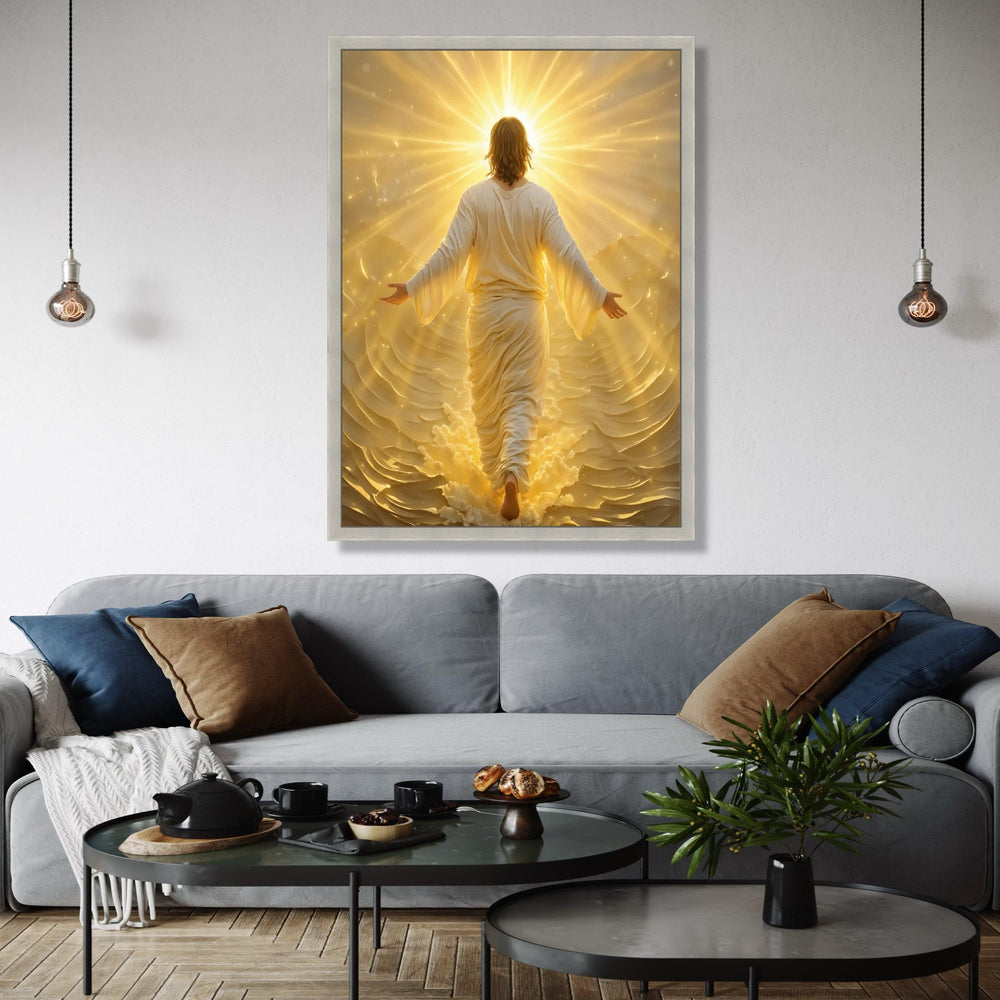 Radiant Divine Figure Canvas, Glowing Light Spiritual Wall Art, Inspirational Religious Canvas, Heavenly Glow Gift Art, Home Decor, Print