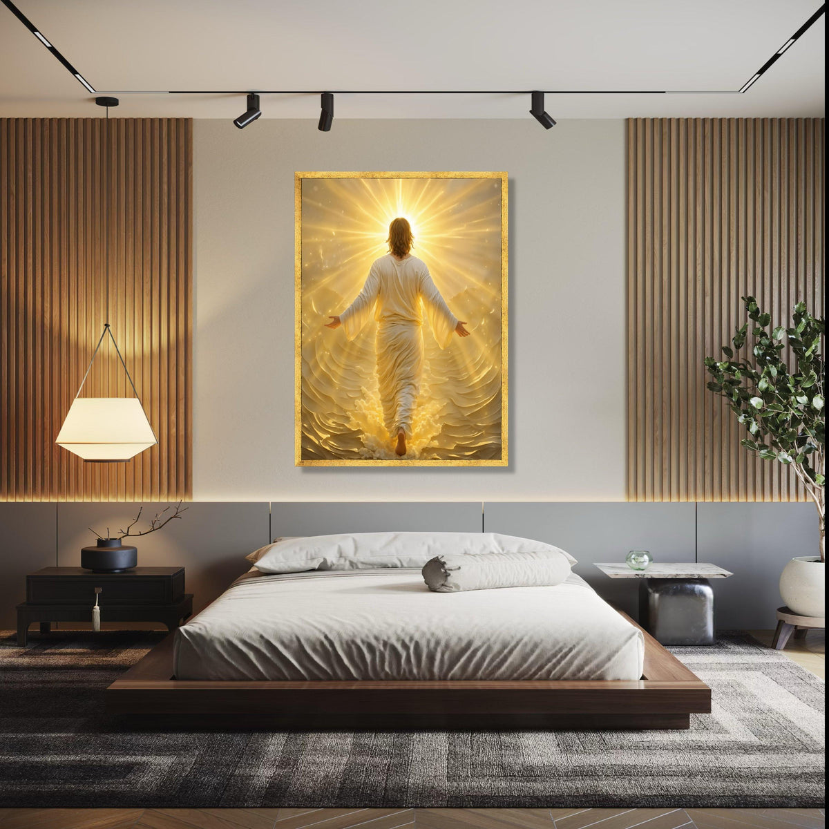 Radiant Divine Figure Canvas, Glowing Light Spiritual Wall Art, Inspirational Religious Canvas, Heavenly Glow Gift Art, Home Decor, Print