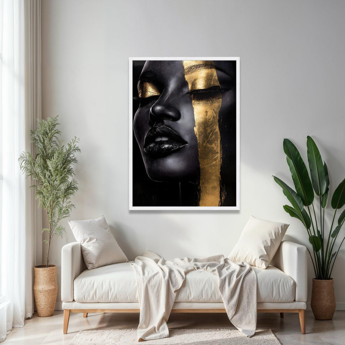 Elegant Black and Gold Face Canvas, Abstract Portrait Wall Art, Modern Glamour Decoration, Luxury Home Canvas Gift Art, Home Decor, Print