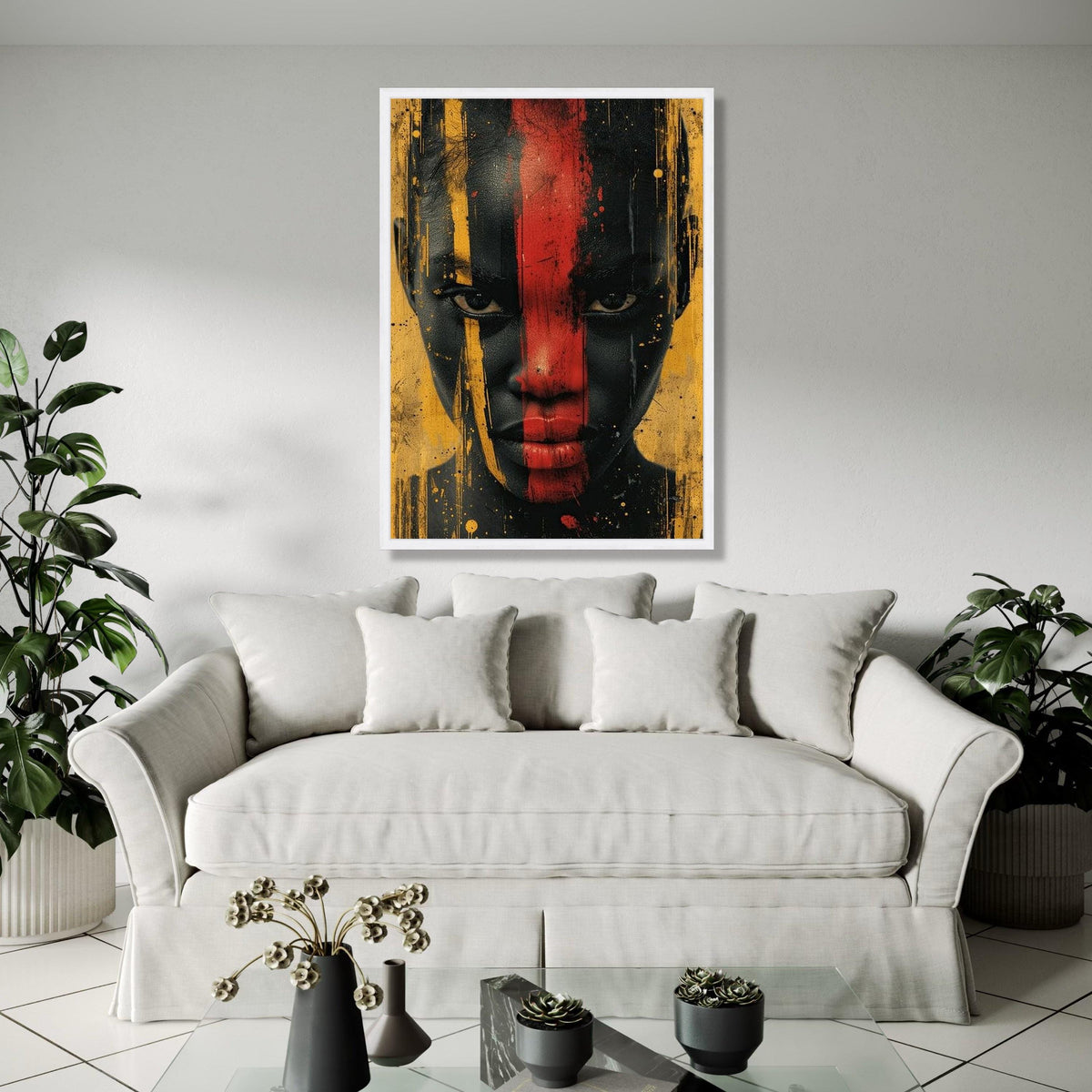 Bold African Face Art Canvas, Abstract Tribal Portrait Wall Art, Modern Ethnic Canvas Decoration, Vibrant Gift Art, Home Decor, Print